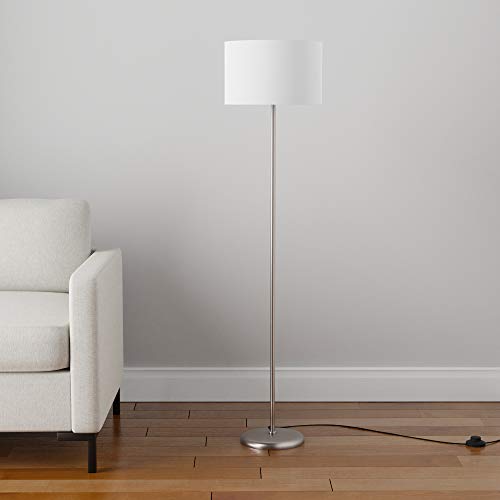 Amazon Basics Floor Standing Lamp with LED Bulb - 13.7" x 13.7" x 56.8", White Shade