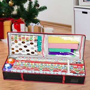 BoxLegend Wrapping Paper Storage Container – Fits up to 20 Rolls 1 3/8” Diam. - Underbed Gift Wrap Organizer Bags, Wrapping Paper Rolls, Ribbon, and Bows - Under Bed