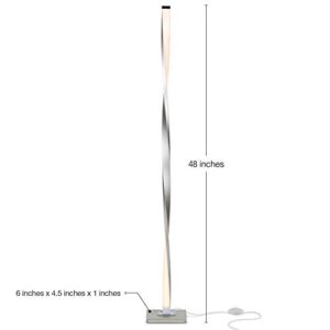 Brightech Helix LED Floor lamp, Bright Floor Lamp for Living Rooms & Bedrooms, 48" Tall Pole Lamp, Dimmable Standing Lamp - Platinum Silver