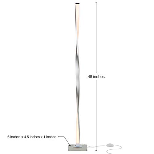 Brightech Helix LED Floor lamp, Bright Floor Lamp for Living Rooms & Bedrooms, 48" Tall Pole Lamp, Dimmable Standing Lamp - Platinum Silver