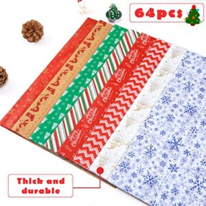 Shindel Christmas Tissue Paper Gift Wrapping Paper, 64 Sheets Assorted Holiday Wrapping Paper for Gift Boxes Wrapping and Christmas Party Decorations, 28 x 20 Inch