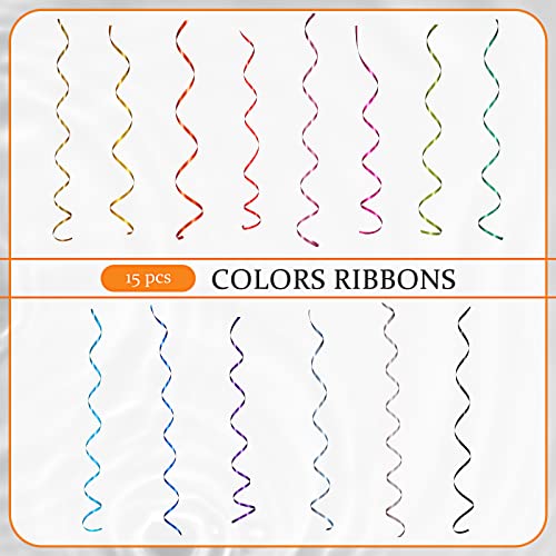 15 Rolls Curling Ribbon for Gift Wrapping, Assorted Colors, Balloon String Ribbon for Bows Presents Florist Flowers Girls Hair Wedding Party Curly String Decorations, 11 Yards Per Roll, 0.2 Inch Wide