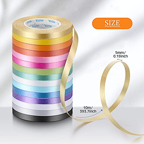 15 Rolls Curling Ribbon for Gift Wrapping, Assorted Colors, Balloon String Ribbon for Bows Presents Florist Flowers Girls Hair Wedding Party Curly String Decorations, 11 Yards Per Roll, 0.2 Inch Wide