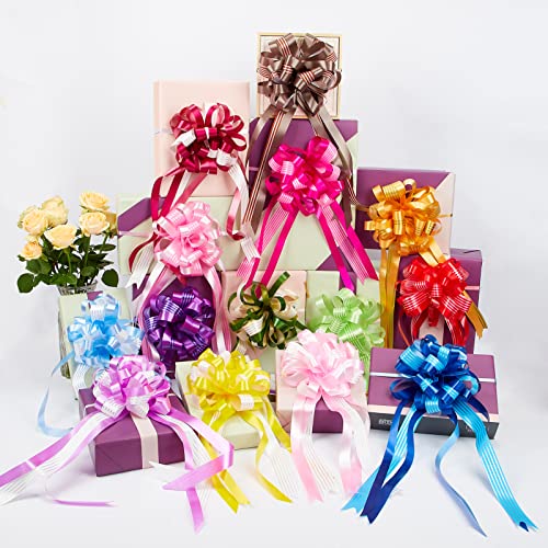 Big Bow for Present Basket Bows for Gift Wrapping Car Bows Big Car Bow Package Bows Large Pull Bows Bulk B2-Deep Pink-10pcs