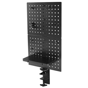 vivo steel clamp-on desk pegboard, 12 x 20 inch privacy panel, magnetic peg board, office accessory organizer, above or under desk placement, black, pp-dk12b