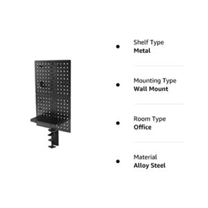 VIVO Steel Clamp-on Desk Pegboard, 12 x 20 inch Privacy Panel, Magnetic Peg Board, Office Accessory Organizer, Above or Under Desk Placement, Black, PP-DK12B