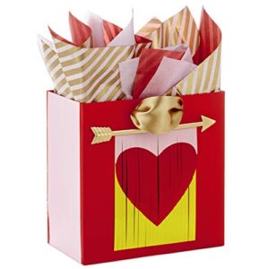 hallmark signature 7″ medium valentine’s day gift bag with tissue paper (heart banner)