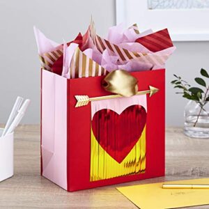 Hallmark Signature 7" Medium Valentine's Day Gift Bag with Tissue Paper (Heart Banner)