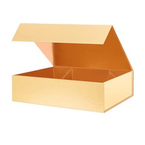 HAPPY POTATO Large Gift Box 13x9.7x3.4 Inches, Gold Magnetic Gift Box, Gift Box with Lid, Sturdy Shirt Box for Wrapping Gifts (Gold Grass Texture)