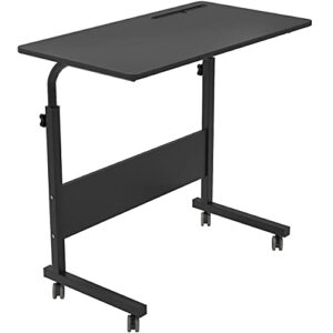 dlandhome side table 31.4 inches w/tablet slot & wheels adjustable c table movable portable computer stand for bed sofa, black 05#3-80b