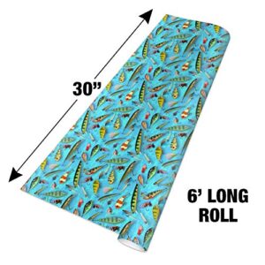 GRAPHICS & MORE Fishing Flies Lures Fish Pattern Gift Wrap Wrapping Paper Rolls