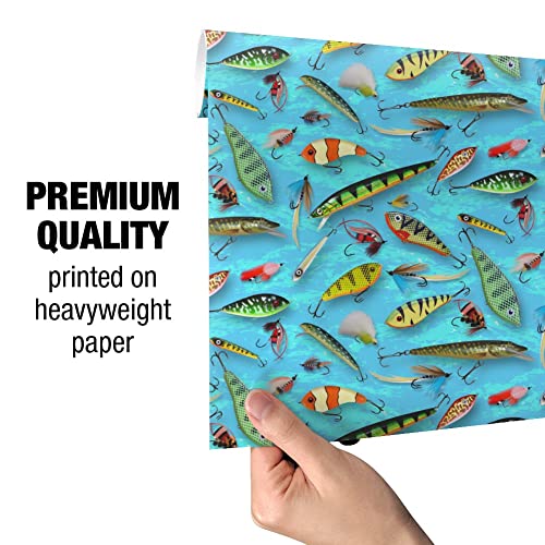 GRAPHICS & MORE Fishing Flies Lures Fish Pattern Gift Wrap Wrapping Paper Rolls
