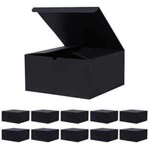 nignya kraft gift boxes with lid 8x8x4 inches 10 pack black cardboard paper gifts boxes large boxes for presents, bridesmaid proposal, wedding, birthday