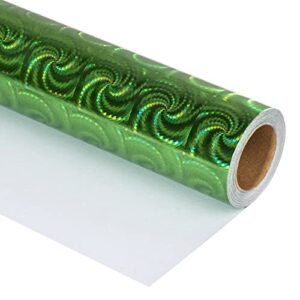 maypluss holographic wrapping paper – mini roll – 17 inch x 32.8 feet- metallic green foil design (47.3 sq.ft.ttl)