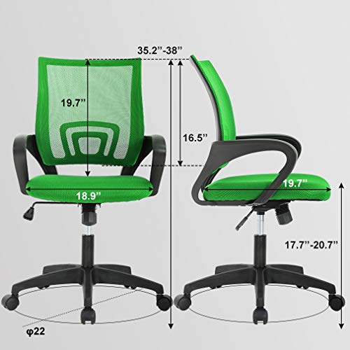 Home Office Chair Ergonomic Desk Chair Mesh Computer Chair with Lumbar Support Armrest Adjustable Rolling Swivel Chair for Women Adults, Green