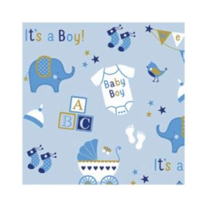 Amscan 180219 It's a Baby Boy Gift Wrap, 16" x 30", Blue, Pack of 1