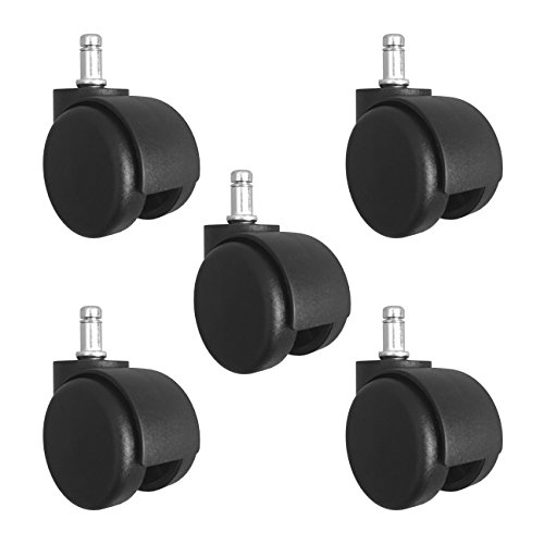 Heavy Duty Replacement Office Chair Caster Wheels 500 lbs Chair Capacity- (Set of 5) - S5490-5