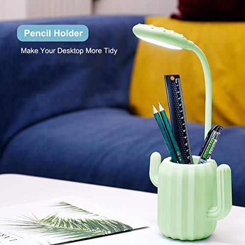 Small Desk Lamp with Pen Holder, Table Lamp with 3 Brightness Levels, Flexible Gooseneck, Touch Control for Kids, Home Office