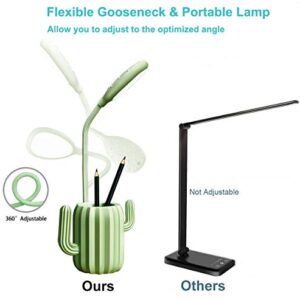 Small Desk Lamp with Pen Holder, Table Lamp with 3 Brightness Levels, Flexible Gooseneck, Touch Control for Kids, Home Office