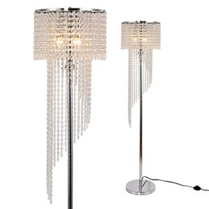 beaysyty modern style crystals floor lamp chrome finish and plentiful crystals for reading corner lamp for office cafe,den,living room bedroom – 3 lights