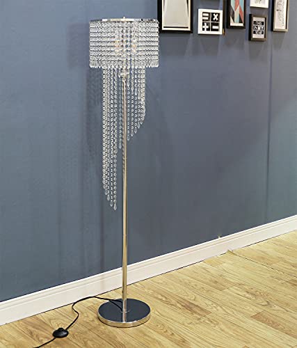 beaysyty Modern Style Crystals Floor Lamp Chrome Finish and Plentiful Crystals for Reading Corner Lamp for Office Cafe,Den,Living Room Bedroom - 3 Lights