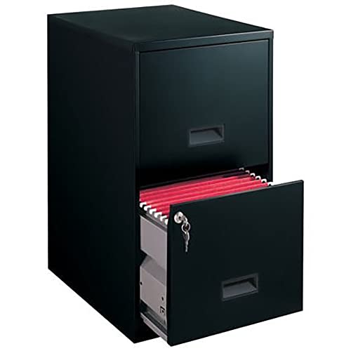 AVSAN Filing Cabinet Dimensions 18" Deep 2 Drawer Metal Steel Organizer File Cabinet with Lock, Black