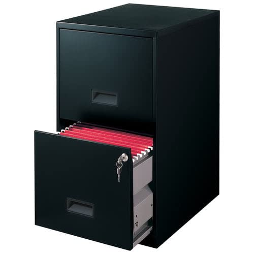 AVSAN Filing Cabinet Dimensions 18" Deep 2 Drawer Metal Steel Organizer File Cabinet with Lock, Black