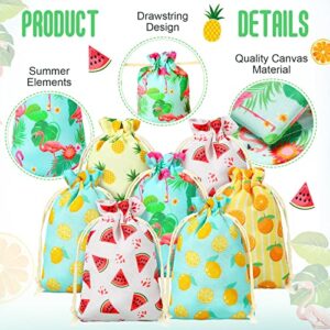 20 Pcs Luau Gift Bags with Drawstring Hawaiian Party Favor Bags Summer Fruit Canvas Bags Pineapple Candy Treat Bags Small Jewelry Pouches for Luau Party Birthday Wedding Supplies (5 x 7 Inch)