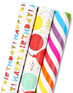 maypluss birthday wrapping paper roll – mini roll – 17 inch x 120 inch per roll – balloon design (42.3 sq.ft.ttl)