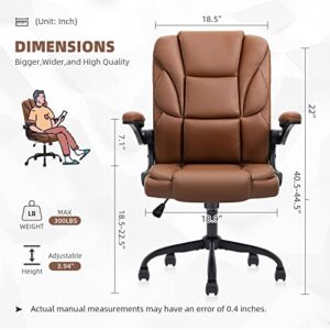 SEATZONE Office Desk Chair, High Back Ergonomic Managerial Executive Chairs, Headrest and Lumbar Support Desk Chairs with Wheels and Armrest, Camel