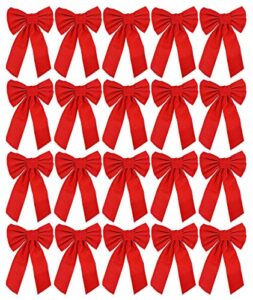 red velvet christmas bow 9-inch x 16-inch, 20 pack of holiday bows