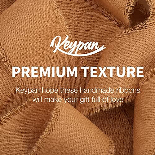 Keypan Brown Ribbon for Gift Wrapping, Handmade Fringe Ribbons for Crafts Bridal Bouquets Wedding Invitation Decorations Cotton 3 Rolls 1.6" x 5 Yards