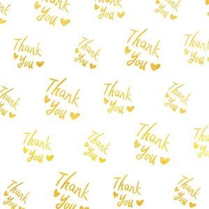 mr five 30 sheets white with gold thank you tissue paper bulk,20″ x 28″,thank you tissue paper for packaging,gift bags,gold gift wrapping tissue for graduation,birthday,thanksgiving