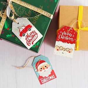 Koogel 100 Pcs Christmas Tags, Christmas Gift Tags Christmas Gift Tags Xmas Paper Tags for DIY Christmas Holiday Gift Wrapping Stamp Label Packaging Business Card