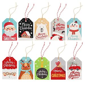 Koogel 100 Pcs Christmas Tags, Christmas Gift Tags Christmas Gift Tags Xmas Paper Tags for DIY Christmas Holiday Gift Wrapping Stamp Label Packaging Business Card