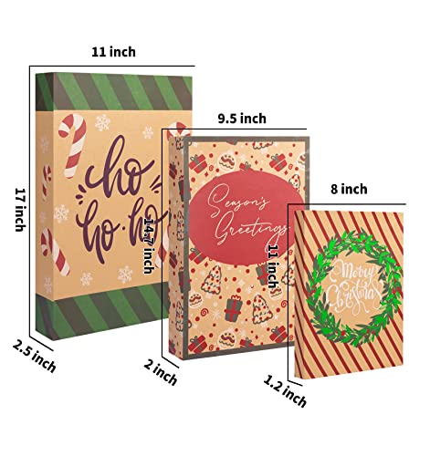 JOYIN 12 Pcs Christmas Aluminum Foil Kraft Paper Gift 3 sizes Boxes with Base, Xmas Shirt Wrap Box, Holiday Present Box for Birthday Party Favors Decorations Gift-Giving, 12 Design