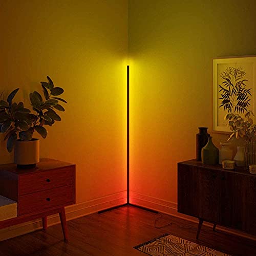 Xianfei Corner Floor Lamp Nordic Decoration Home Floor Lamps for Living Room Night Light Dimming Standing Lamp Bedroom Decor Floor Light, RGB Remote Control Discoloration (Black)