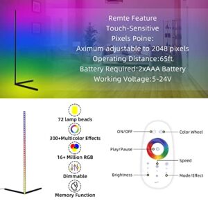 Xianfei Corner Floor Lamp Nordic Decoration Home Floor Lamps for Living Room Night Light Dimming Standing Lamp Bedroom Decor Floor Light, RGB Remote Control Discoloration (Black)