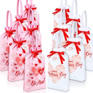 12 pack valentine’s day gift bags with drawstring satin ribbon drawstrings valentine bag holly cloth gift handle bags valentine design goodie bags for valentine presents party favor