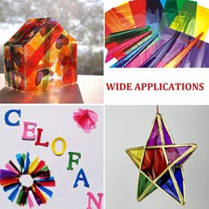 Morepack Cellophane Sheets,120Pcs 7.5x7.5 Inches Cello Sheets, Colored Cellophane Wrap for DIY Arts Crafts Decoration