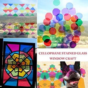 Morepack Cellophane Sheets,120Pcs 7.5x7.5 Inches Cello Sheets, Colored Cellophane Wrap for DIY Arts Crafts Decoration