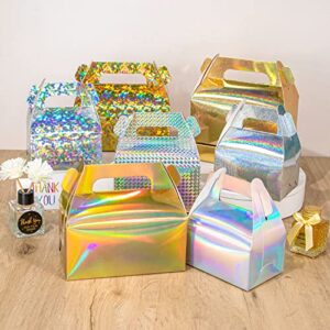 SZYCHEN 10 pcs/holographic gift box cake candy biscuit packaging portable carton for wedding and birthday parties