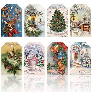 whaline 120pcs christmas gift tags with 30m / 98.4ft hemp rope vintage seasonal wishes labels holiday season gift and favor tags for seasonal favors xmas parties and celebrations, 8 styles