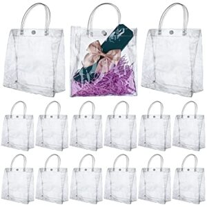 32 PCS Clear PVC Gift Bags with Handle,Reusable Plastic Gift Wrap Bag Transparent Tote Bag for Shopping Retail Merchandise Boutique Wedding Birthday Baby Shower Party Favor ,7.87 x 7.87 x 3.15 Inch