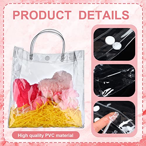 32 PCS Clear PVC Gift Bags with Handle,Reusable Plastic Gift Wrap Bag Transparent Tote Bag for Shopping Retail Merchandise Boutique Wedding Birthday Baby Shower Party Favor ,7.87 x 7.87 x 3.15 Inch