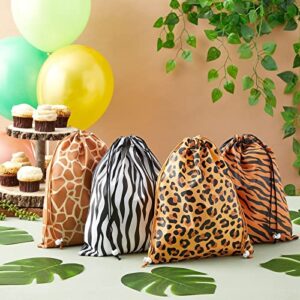 BLUE PANDA Drawstring Bags for Kids Birthday Safari Jungle Party (10x12 In, 12 Pack)
