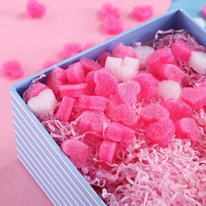 500 Pieces Gift Box Filler Shreds Mini Heart Foam Beads Gift Basket Filler Bedding Pearl Wool Material by EORTA for Crafts DIY Package Packing Decoration Party Wedding Supply, Pink