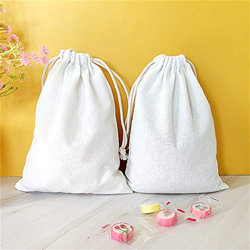 SumDirect 20Pcs Cotton Muslin Bags,White Small Lightweight Gift Bags Breathable Pouches with Drawstring Reusable Packing Storage Bags for Wedding, Party, Birthday (6x8inch)