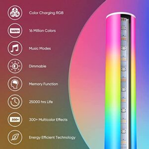 KINGLEAD 2 Pack RGB Floor Lamp with Smart APP&Remote Control Music Sync 16 Million DIY Colors Changing Corner Lamp Dimmable LED Floor Light Modern Floor Lamp Bedroom Living Room Decor Christmas Gift