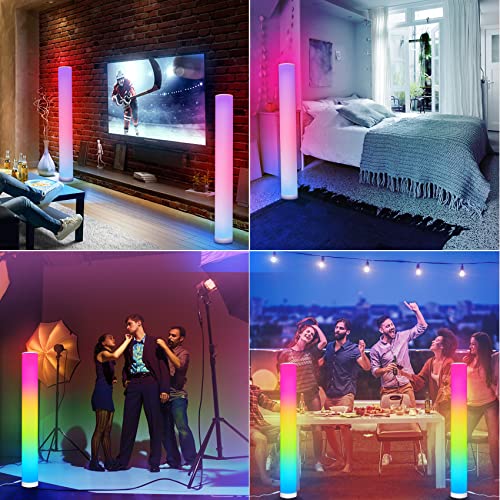 KINGLEAD 2 Pack RGB Floor Lamp with Smart APP&Remote Control Music Sync 16 Million DIY Colors Changing Corner Lamp Dimmable LED Floor Light Modern Floor Lamp Bedroom Living Room Decor Christmas Gift